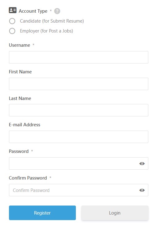 Screenshot Register Form on Indoindians Jobs